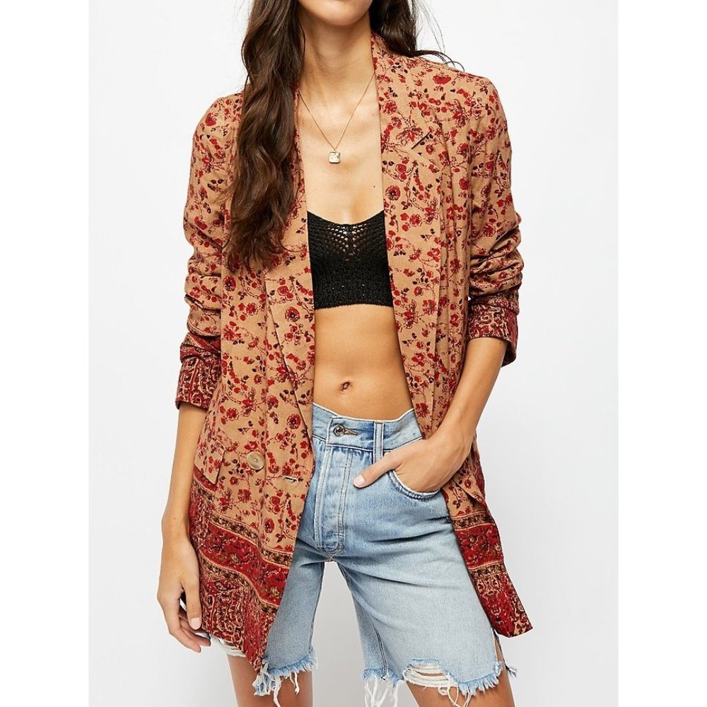NWT Free People Bellflower Blazer / Tobacco Combo